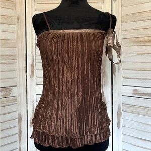 Brown Pleated Women's Top
